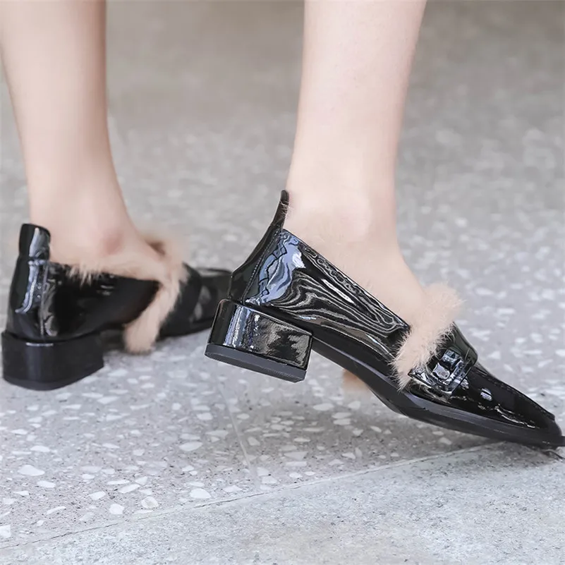 FEDONAS/Новинка 2021 года Теплые плюшевые женские туфли-лодочки Брендовая