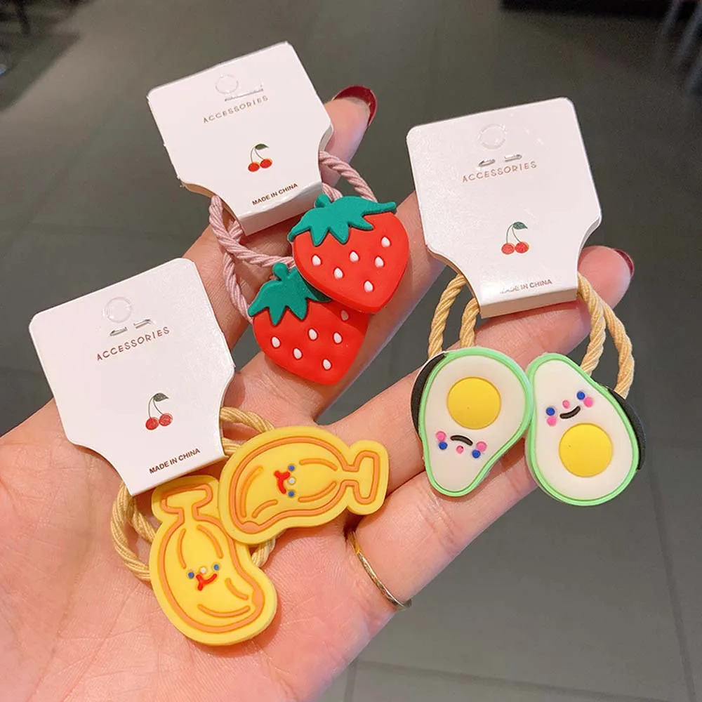 

Cartoon Fruit Flower Avocado Strawberry Hair Tie Rubber Band Hair Rope Princess Headwear Kids Elastic Hair Bands Baby Headdress
