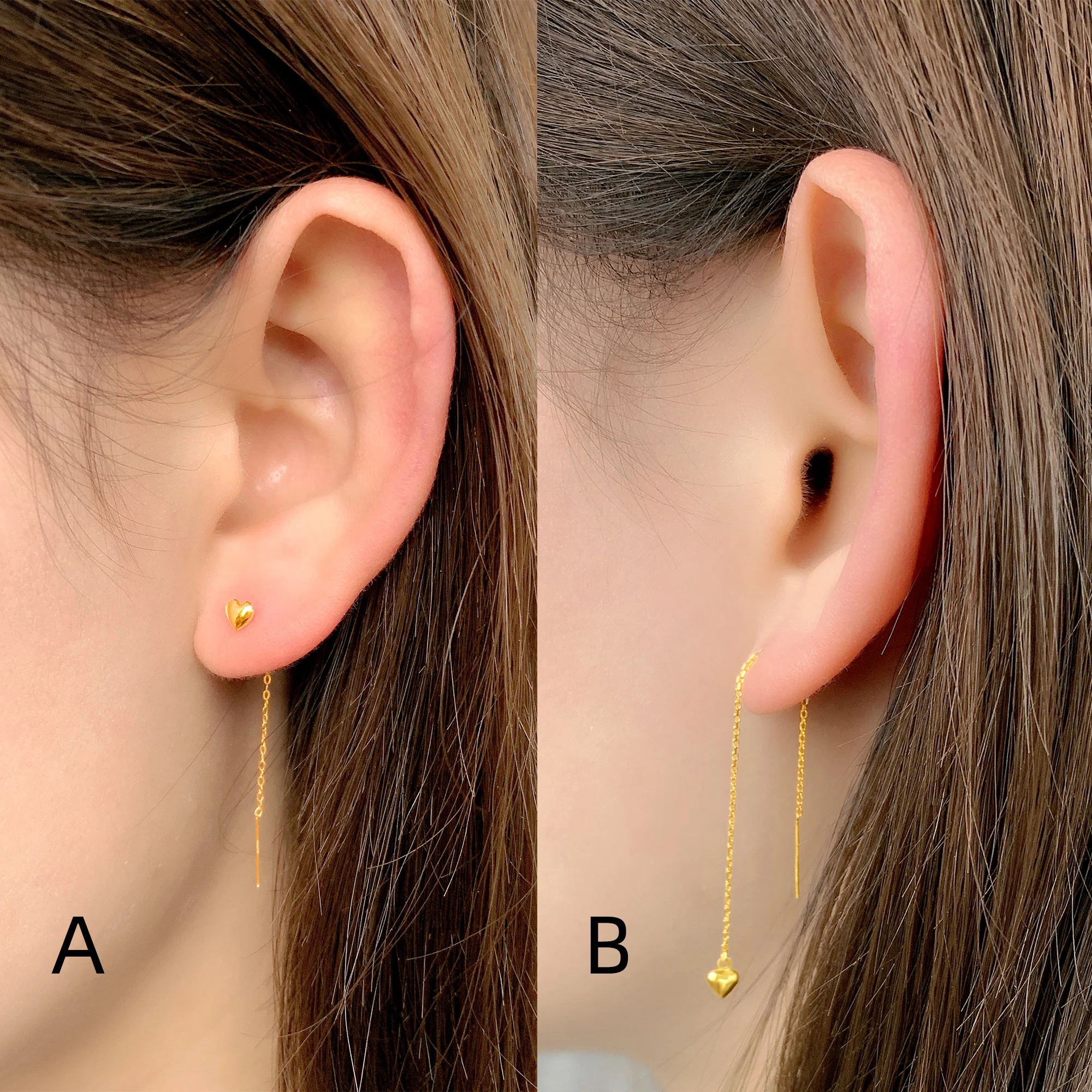 Серьги ZHIXI из чистого 18-каратного золота длинные висячие ювелирные изделия Au750