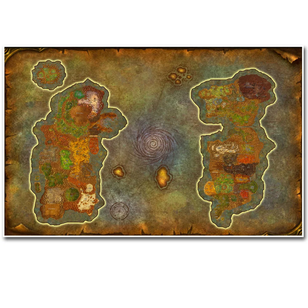 Карта мира Warcraft плакат Холст Картина настенное искусство наклейки отличная игра плакат мир обои с картой декор гостиной