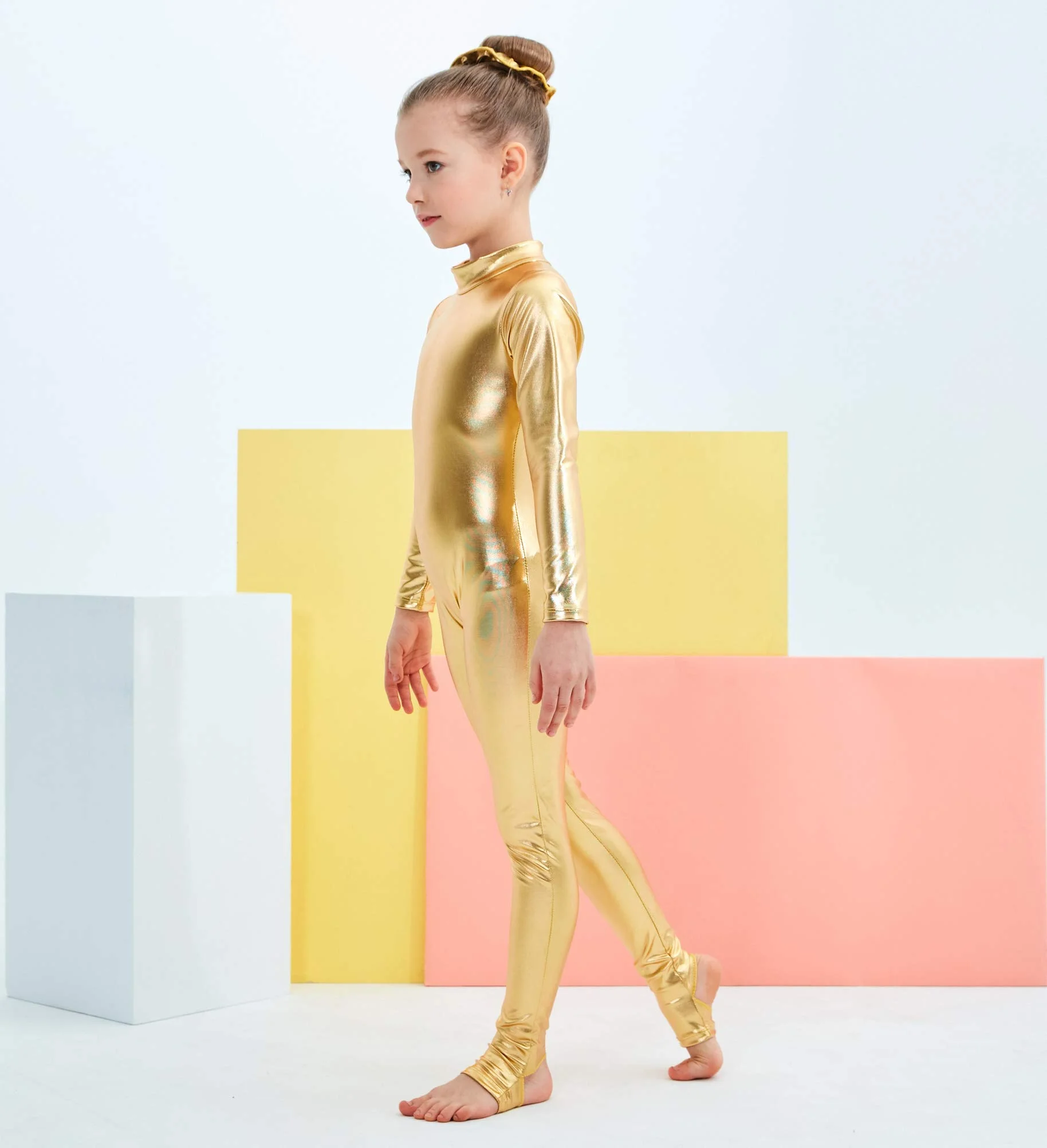 Детский Блестящий Комбинезон на молнии с длинным рукавом молнии|Балет| |