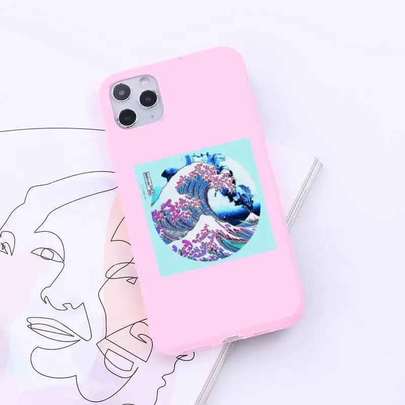 

Japan style The Big Wave of kanagawa Phone Case Candy Color for iPhone 6 7 8 11 12 s mini pro X XS XR MAX Plus