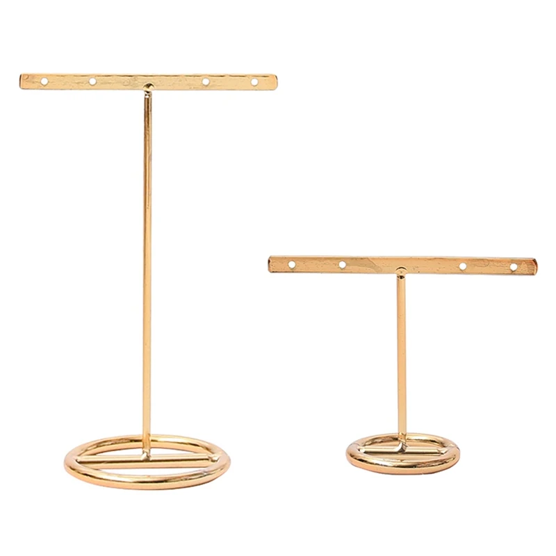 

Earrings Display Stand Gold Earrings Display Rack T-Shape Earrings Showcase Golden