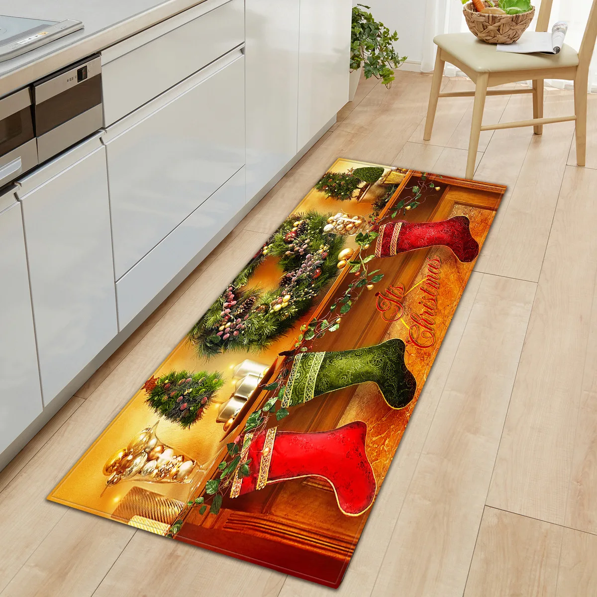 Christmas 3D Carpet Xmas Long Strip kitchen Mat carpets for living room bedroom Area Rugs new Year decoration Rug gift | Дом и сад