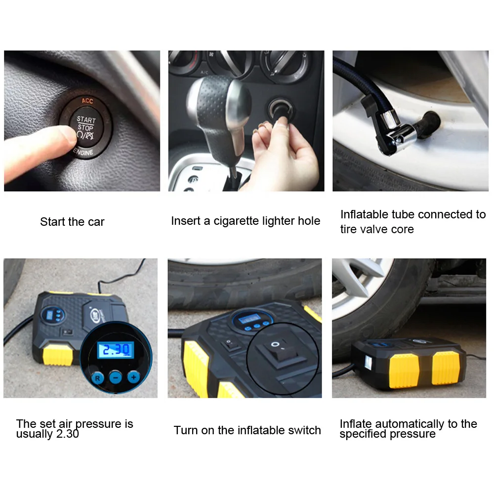 Портативный цифровой насос для шин 12 в автомобильный портативный воздушный