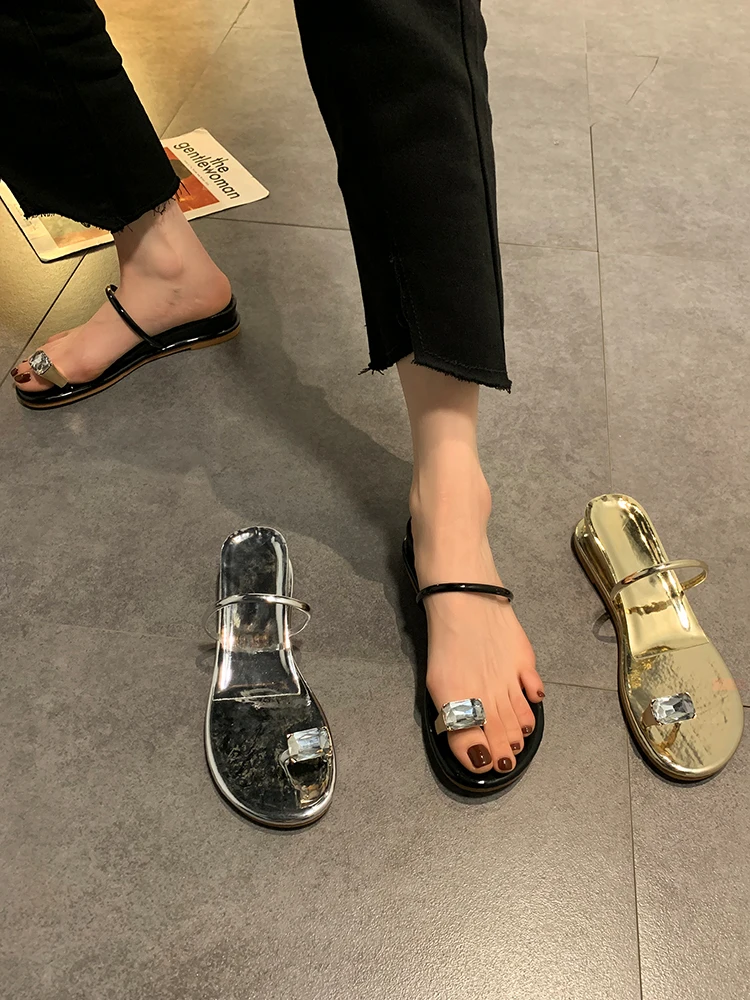 

Female Shoes Lady Glitter Slides Slippers Casual Rubber Flip Flops Med On A Wedge 2021 Girl Jelly Luxury Flat Hawaiian Fabric Cr