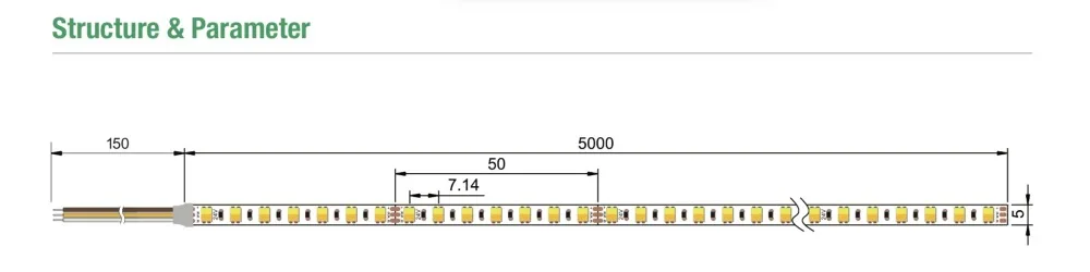5 м/катушка, CCT регулируемый DC24V 2835 SMD СВЕТОДИОДНЫЙ ленточный светильник, 140 светодиодный s/m, 700 светодиодный s/reel, не водонепроницаемый