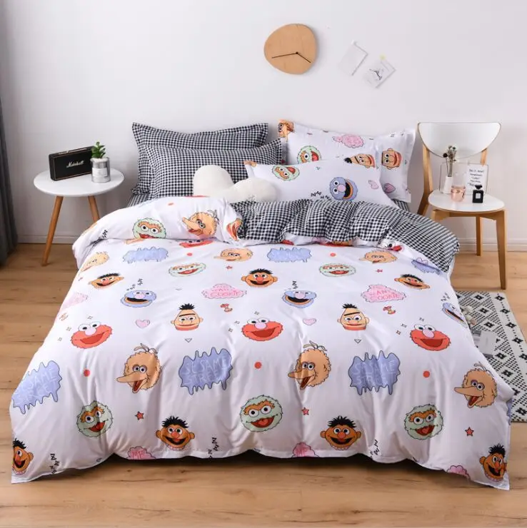 Летний комплект постельного белья с цветами 4 шт./компл. простыня + пододеяльник