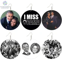 somesoor black history heros printing african wooden drop earrings obama american first lady designs jewelry for women gifts