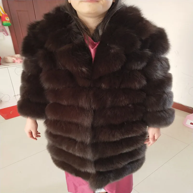 

Высококачественное зимнее теплое пальто из натурального Лисьего меха, популярное модное пальто с меховым воротником