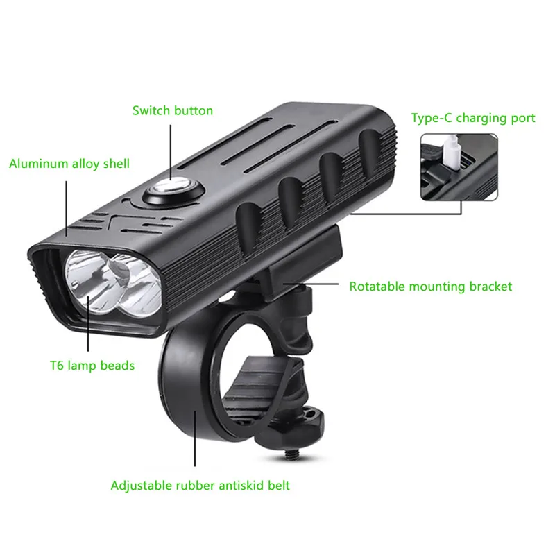 

Powerful 10000 mAh Bicycle Light 5 Leds USB Rechargeable T6 Bike Light Flashlight MTB Cycling Accessories as Power Bank