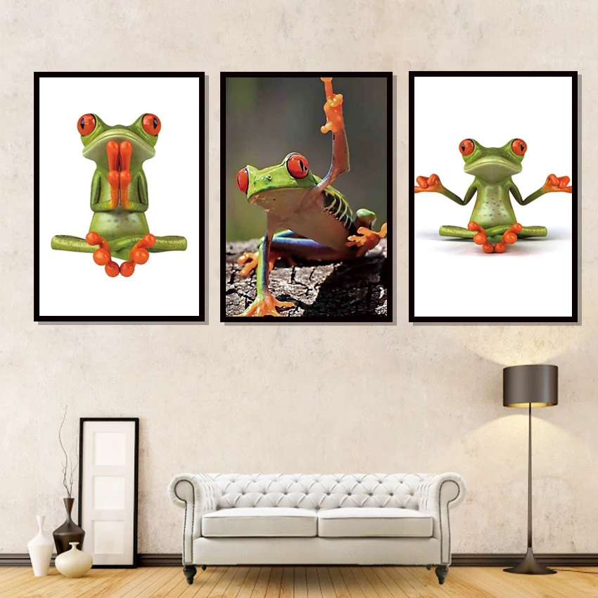 Скандинавская йога искусство Смешные животные постер картина Юмористическая