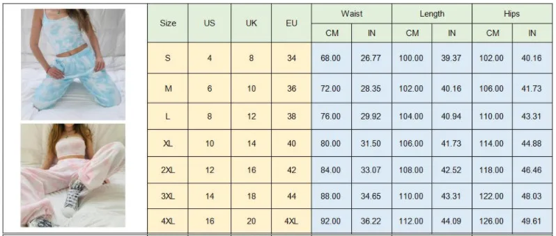 

WEPBEL Autumn Winter Fashion Sports Loose High Waist Straight Pants Women's Casual Tie-Dye Printed Trousers