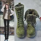 Женские теплые ботинки Koovan, зимние ботинки из натуральной кожи с мехом, женские ботинки средней длины, водонепроницаемые ботинки с плюшевой подкладкой на плоской подошве, 41 размер, 2022