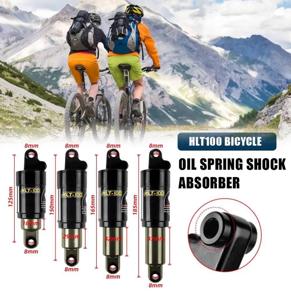 

HLT100 Bicycle Rear Shock Absorber 125mm/150mm/165mm/185mm 750/850/1000LBS Oil Spring Shock For Mtb Mountain Bicycle Accessories