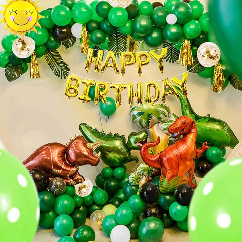 

66pcs/Set Dinosaur Birthday Party Decorations Kids Green Balloon Garland Dinosaur Party Theme Boy Birthday Decoration Supplies