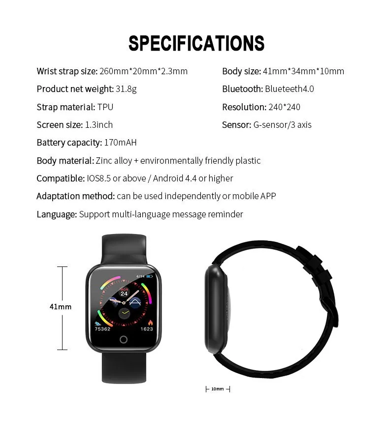 smart watch 2021 for apple watch xiaomi huwei fitness smart bracelet waterproof heart rate monitor smartwatch men women kids free global shipping