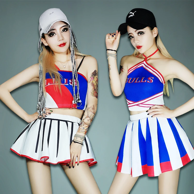 Женский костюм в стиле хип-хоп сценический наряд для женщин Болельщицы футбола