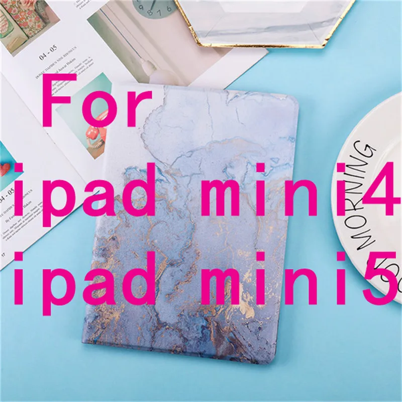 blue Для iPad 9,7 чехол A1893 планшетный чехол Мрамор из искусственной кожи смарт-чехол для iPad 2/3/4/5/6 Air 2 Mini 1 2 3 4 5 Funda - Цвет: blue