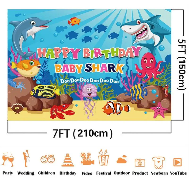 С изображением акулы из мультфильма кальмар звезды Детская подводный мир фон