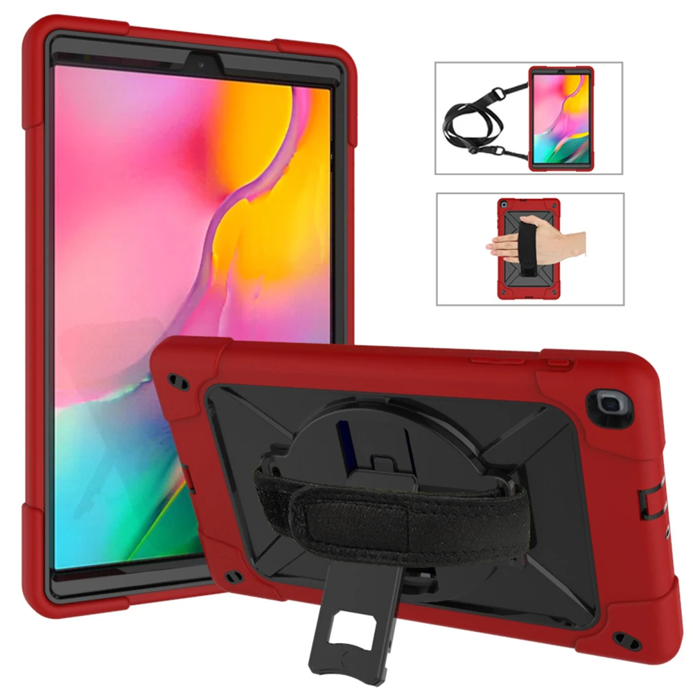 as photo Tab A 10,1 T510 чехол 360 Вращающаяся подставка/рука+ шейный ремешок для samsung Tab A 10,1 SM-T510/T515 сверхпрочный ударопрочный - Цвет: as photo
