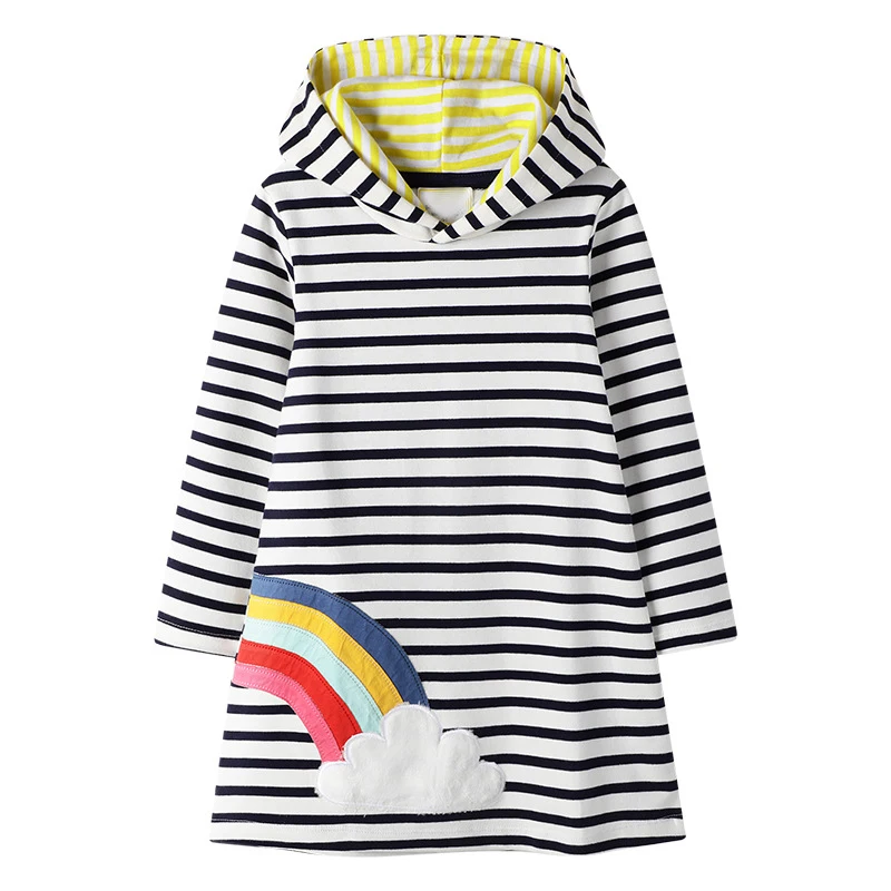 Little maven 2-7Years Дети Девочки Птицы Толстовки Платье Новые детские Модные Нарядные Платья Детские С Капюшоном Одежда - Цвет: 7166 same pictrue