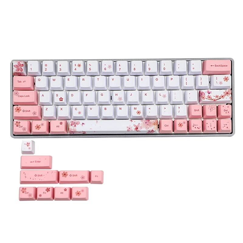 Механическая клавиатура Keycap Sakura PBT sulimation для MX Switches Dz60 GK64 GH60 Keyboard|Аксессуары мышей