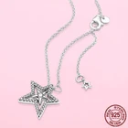 Женское колье с серебряным ПАВЕ, асимметричное ожерелье-цепочка до ключиц со звездой, подходящее к оригинальному Шарму Pandora, бусины, ювелирные изделия в подарок