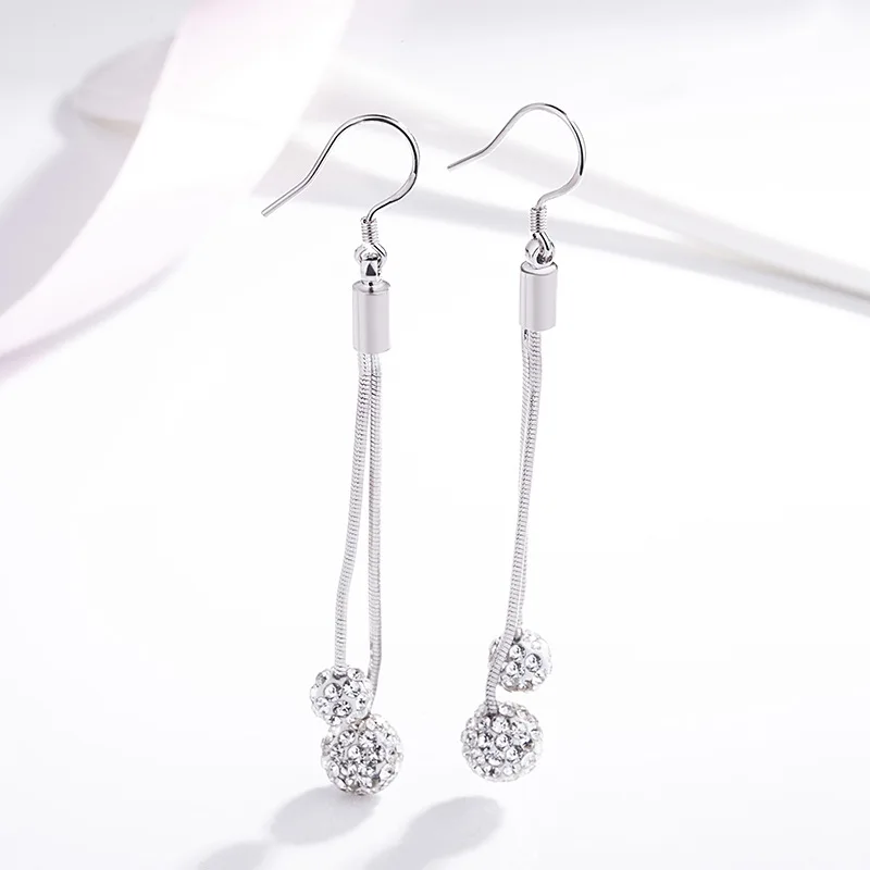 Fashion Drop Earrings for Women Wedding 925 Silver Jewelry with Zircon Gemstone Long Style Earring Ornaments Promise Party Gift