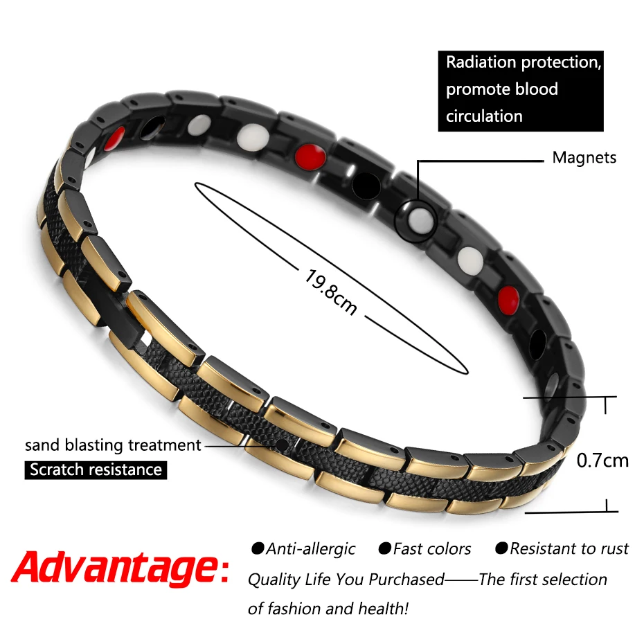 RainSo Модный магнитный браслет из нержавеющей стали для женщин био энергетические