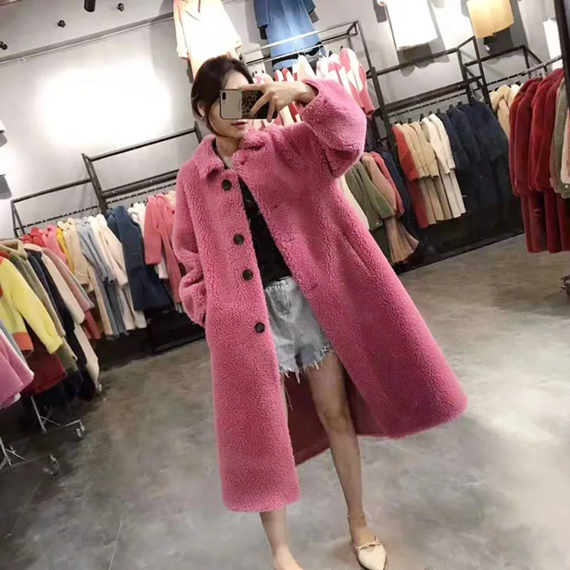 Новинка зимнее пальто женское меховое шерстяное длинное качественное из овечьей