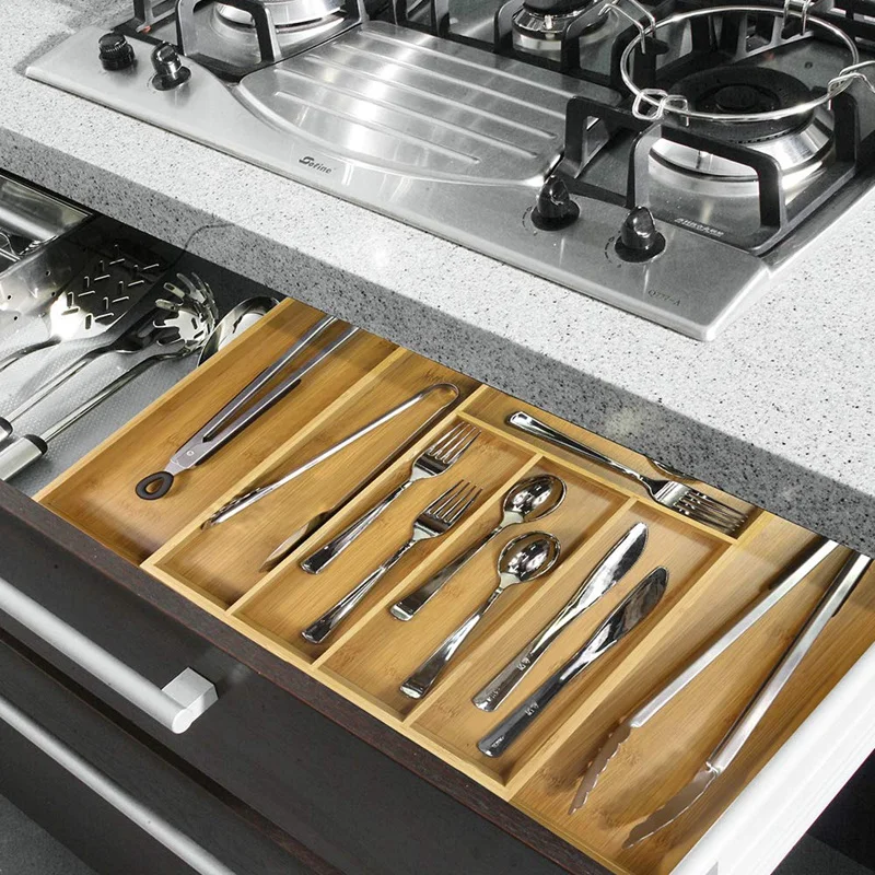 Регулируемые расширяемые разделители бамбуковые ящики ящиков органайзеры из