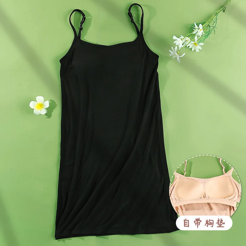 2021 Summer New Solid Color Modal All In One Bra with Suspender Nightdress Light Size Medium Dress Home Wear Night Dress