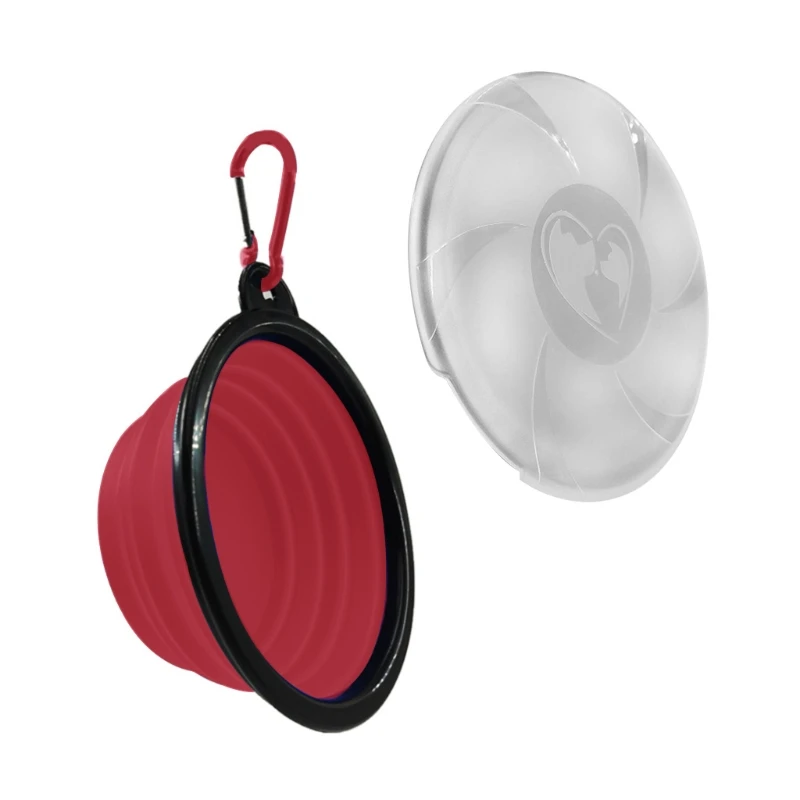 

Collapsible Pet Cat Dog Bowl with Lid Silicone Food Water Travel Dish Feeder Cup