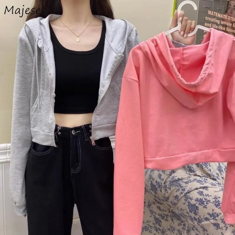 Куртка женская с капюшоном короткая верхняя одежда розовая Милая простая