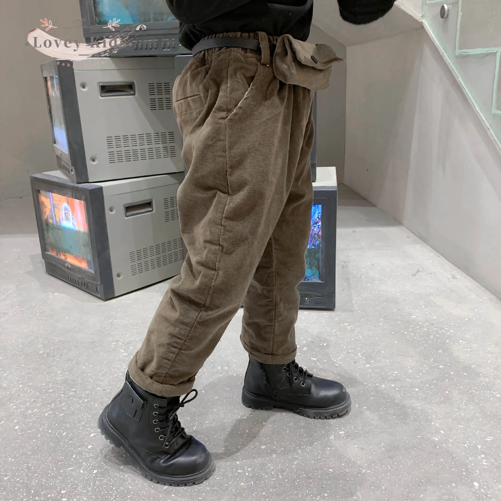 2020 Autumn Fashion Baby Boy Pants with Belt and Waist Bag Purse Korean Style Safari Solid Loose Trousers Fall Clothes | Мать и ребенок