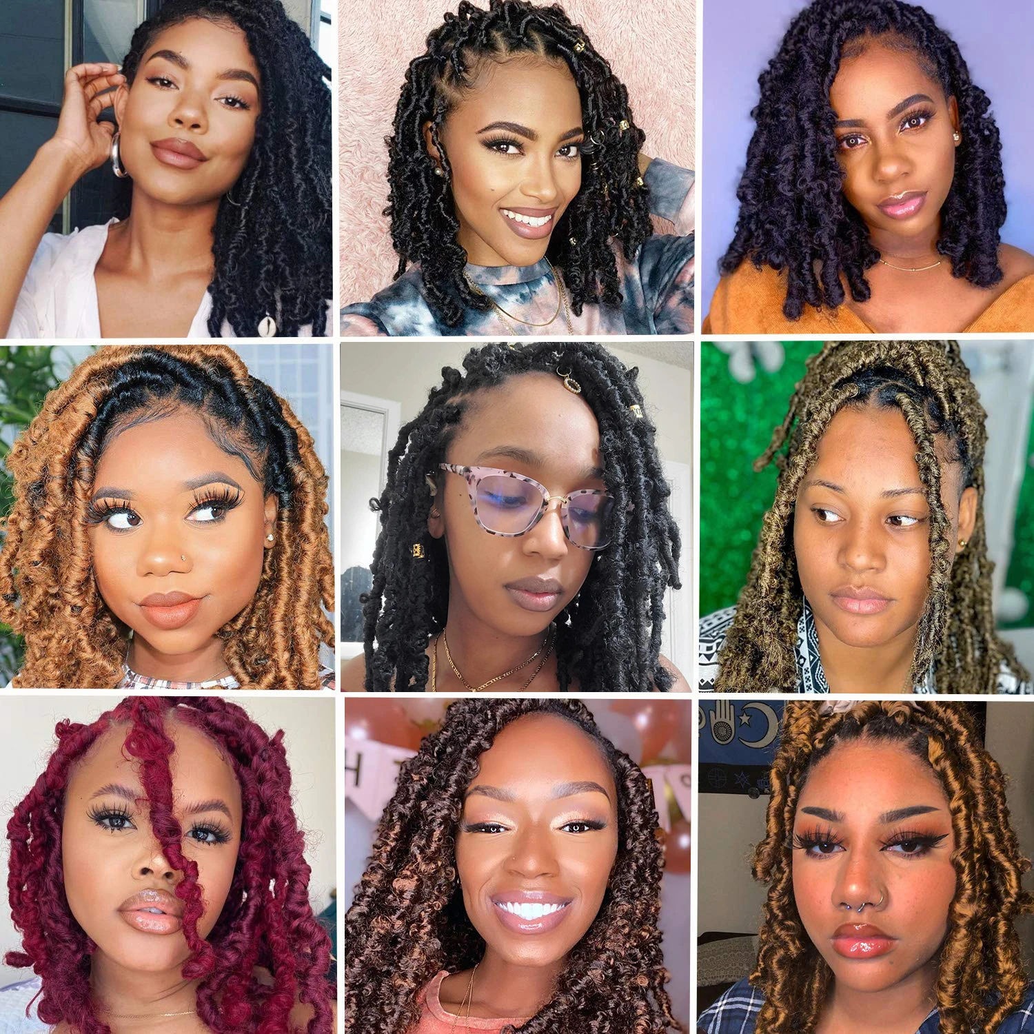 

LISI GIRL Butterfly Lock Crocheted Hair Accessories, Artificial Crochet Knitting, Butterfly Twisted Braided Hair, Synthetic Hair