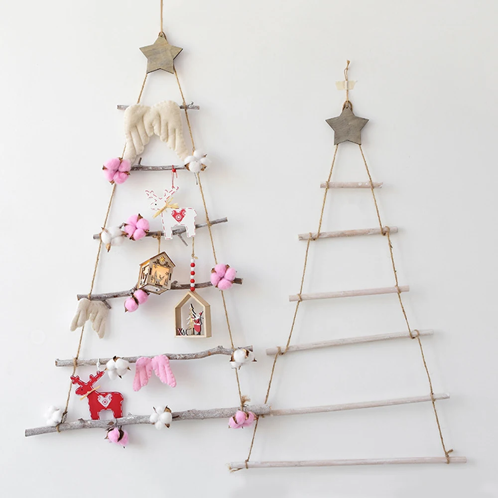DIY Wooden Christmas Tree Nordic Style Artificial Fake Kids Gifts Ornaments Wall Hanging Decor For 2020 new Year | Дом и сад