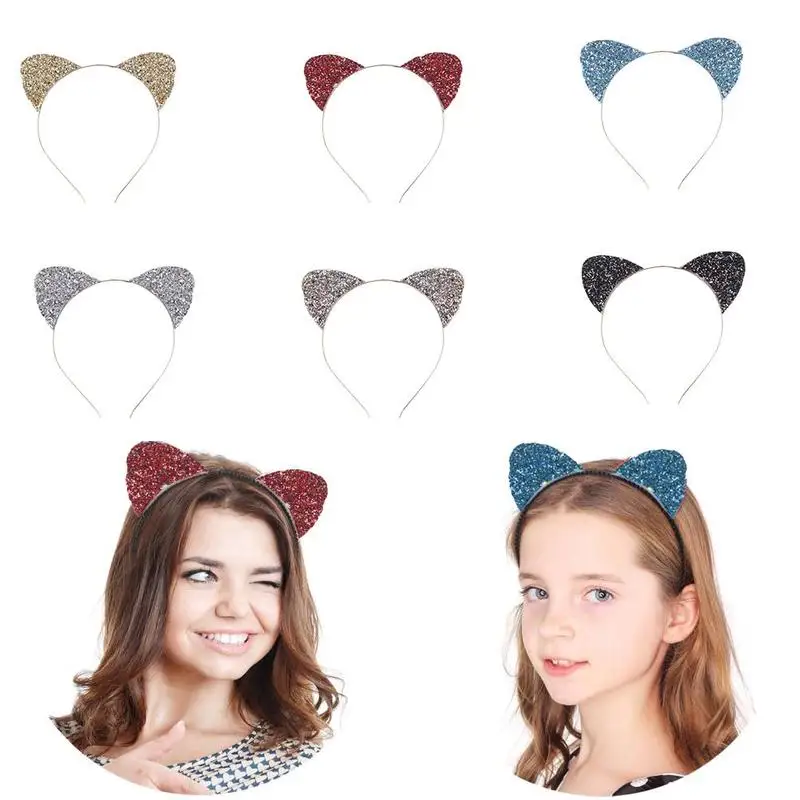 

2021 Glitter Sequins Cat Ears Girl Headband Headband Gift Christmas Cat Halloween Headband Girl Girl Women Ears Headdress Y0R8