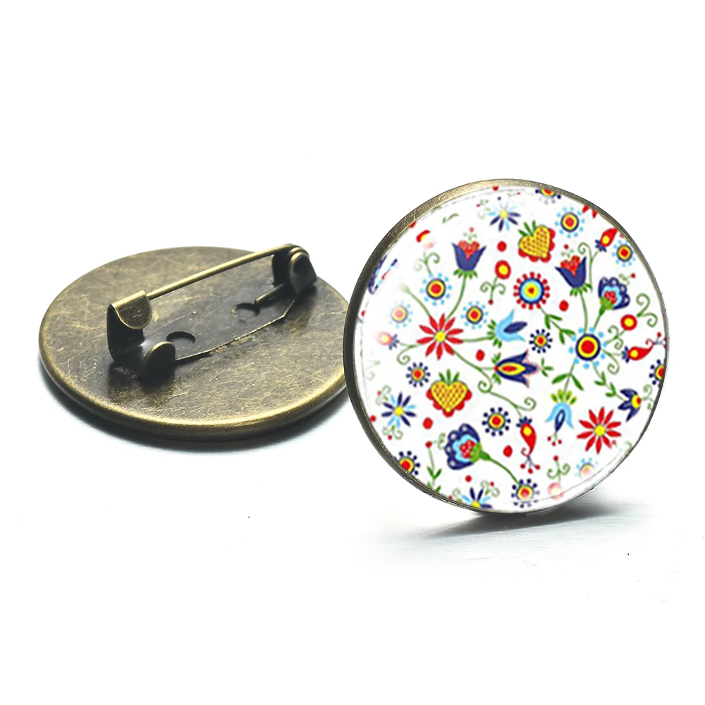 Женская Брошь в стиле бохо круглая брошь из стекла с цветочным принтом 2019 |