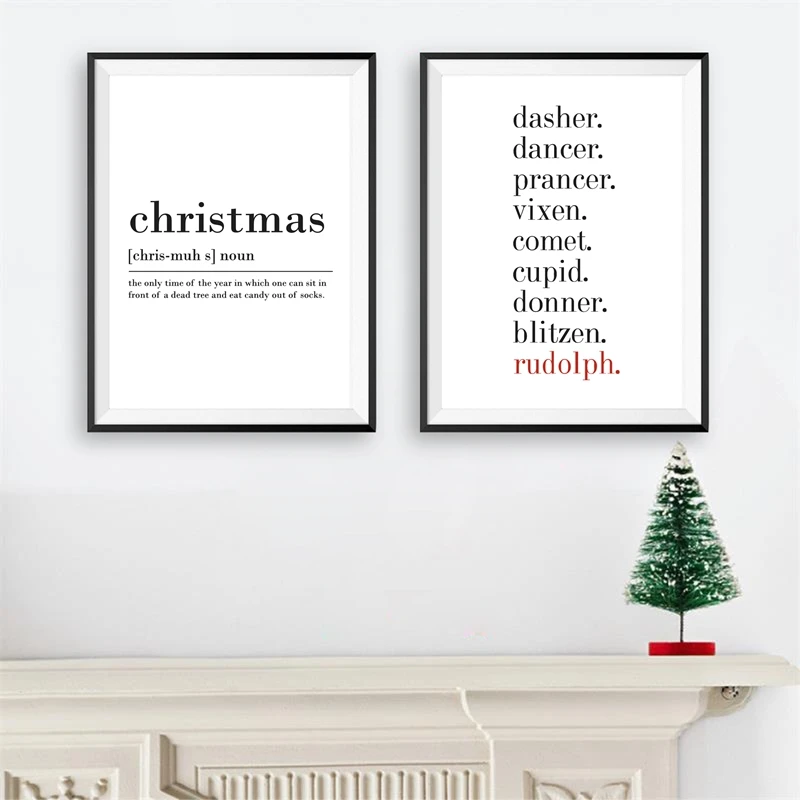 

Modern Christmas Theme Minimalist English Words Frameless Canvas Printing Holiday Hot Selling Home Decoration Poster