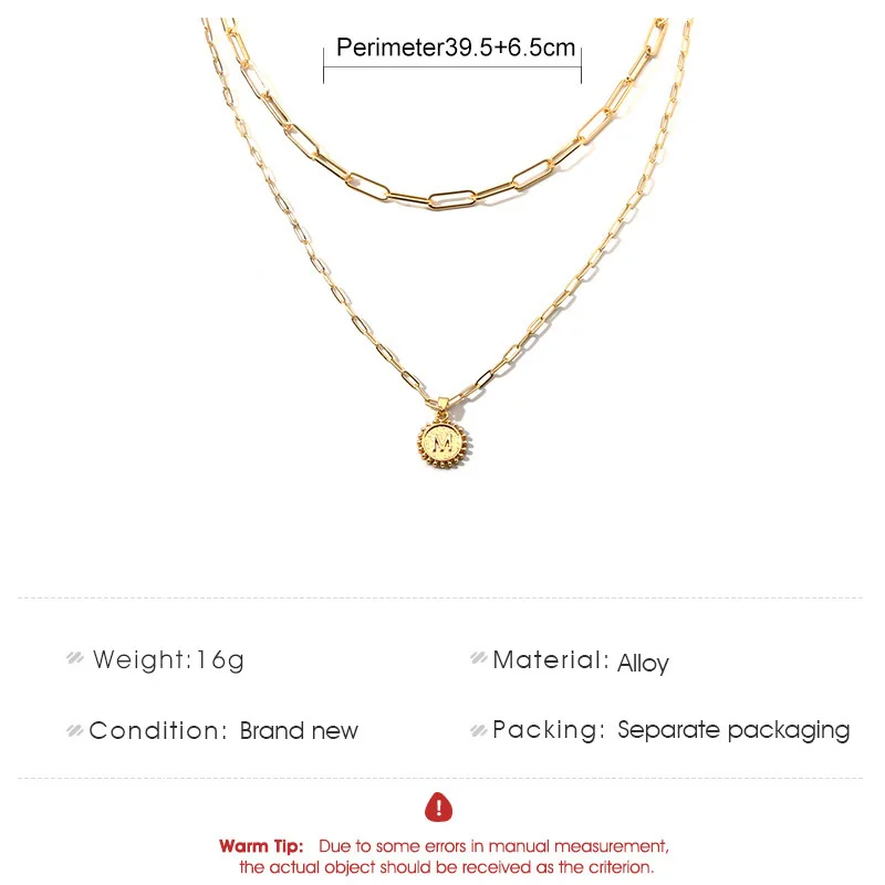 Женская двухслойная золотая цепочка в стиле бохо модная Геометрическая подвеска