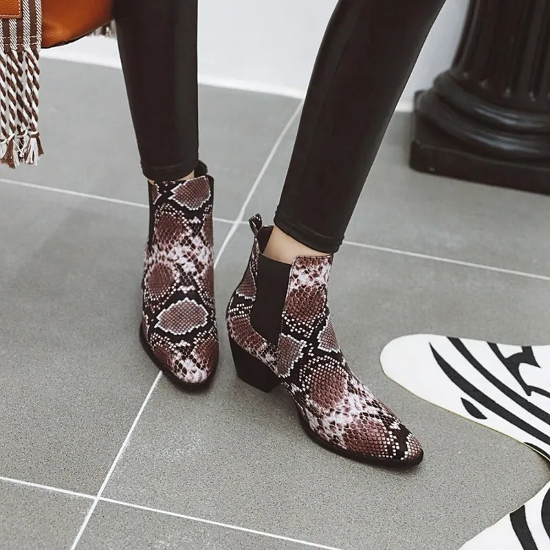 Женские ботинки Сезон осень зима Ботильоны на высоком каблуке с квадратным