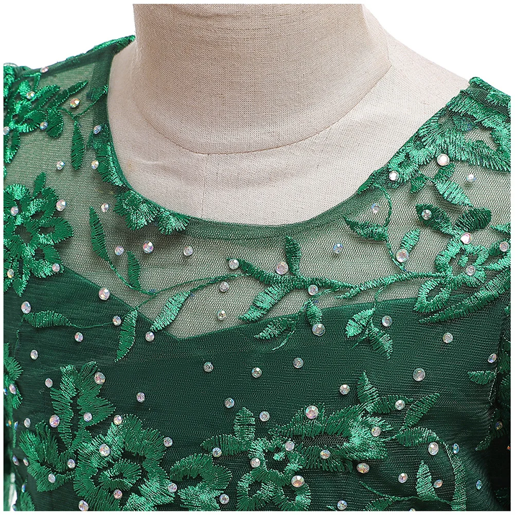 Retro Princess Dress Tulle Lace Ball Gown Long Wedding Bridesmaid Dresses for Kids Birthday Girls Photography Props |