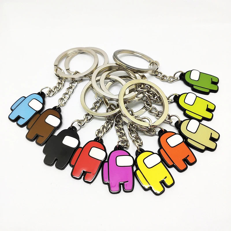 

New Cute Among Us Keychain Astronaut Spaceman Cartoon Metal Key Chains Car Keyring Party Jewelry Gift Accessories