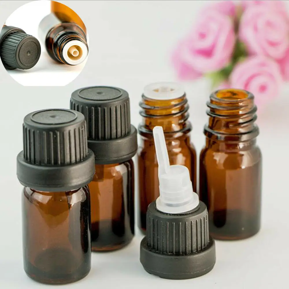 

12pcs 5ml/10ml/15ml/20ml/30ml Amber Brown Glass Euro Dropper Bottles Essential Oil Liquid Aromatherapy Pipette Vials Containers