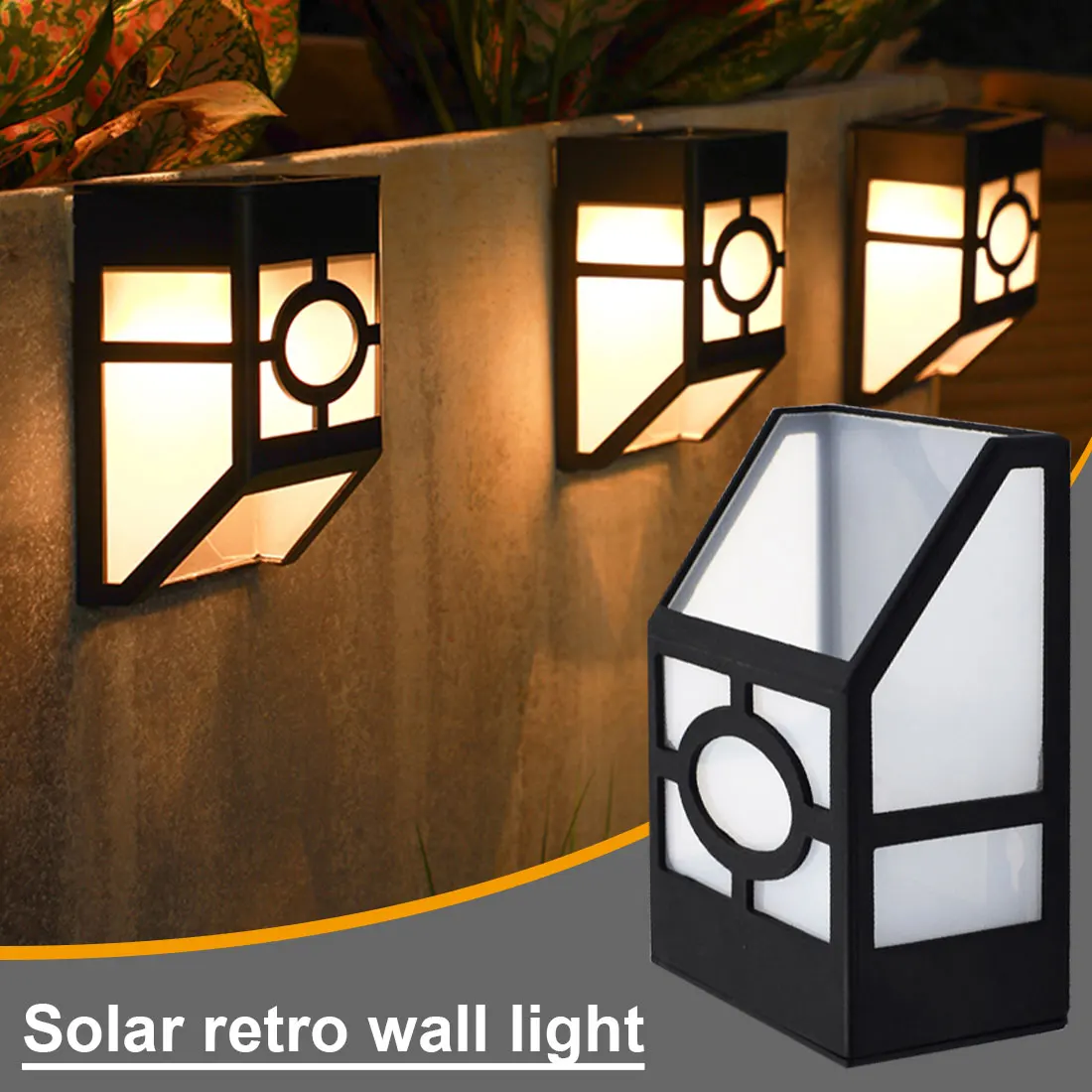 

LED Solar Light Outdoor Wall Lamp Corridor Staircase Light IP65 Waterproof 3 Lighting Colors Lights up automatically at night