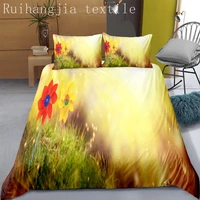 high quality yellow landscape bedding set 3d printing adult bedroom duvet cover home textiles queen size comforter sets