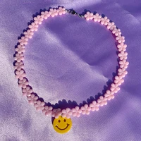 y2k accessories flower choker smiley pendant necklace for women kawaii egirl jewelry aesthetic necklace 2000s fashion party