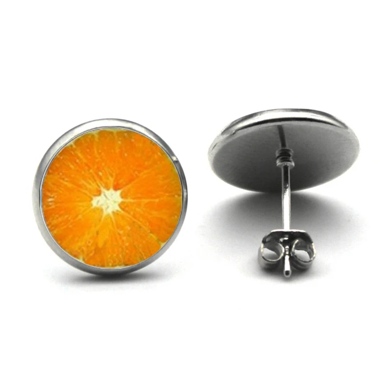 Лимонные серьги модные фруктовые вишневые серьги-гвоздики красные украшения в